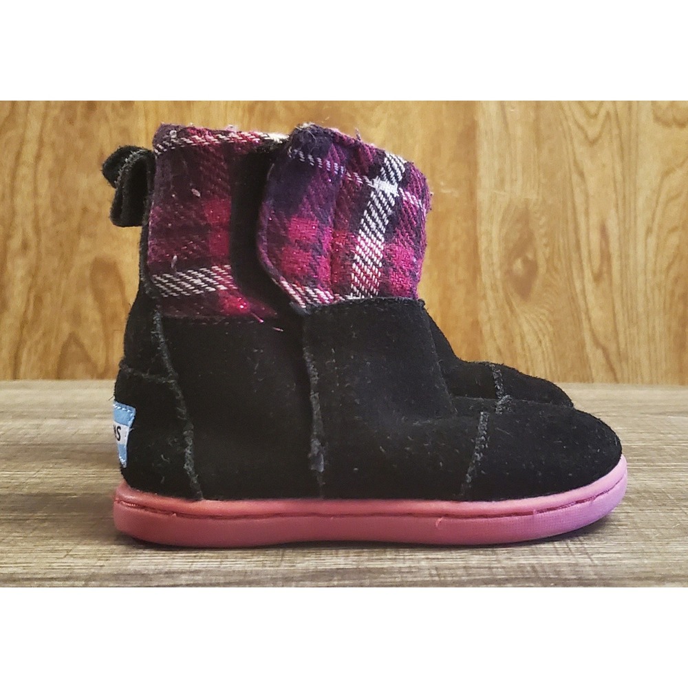 Toms Nepal Winter Boots Toddler Size 5 Black Pink